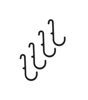 Lot de Crochets J Pegboard noirs pour rangement sécurisé sur panneau perforé